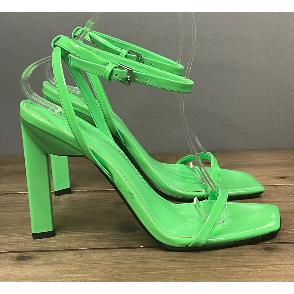Marc Fisher Women's Arthur Heeled Sandals Size 7 Green Ankle Strap Stiletto Heel